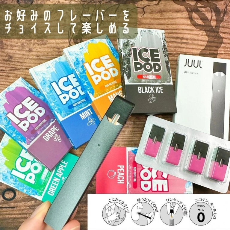 alibarbar ニコチン製品のメッシュコイルと冷感フレーバーの動作イメージ